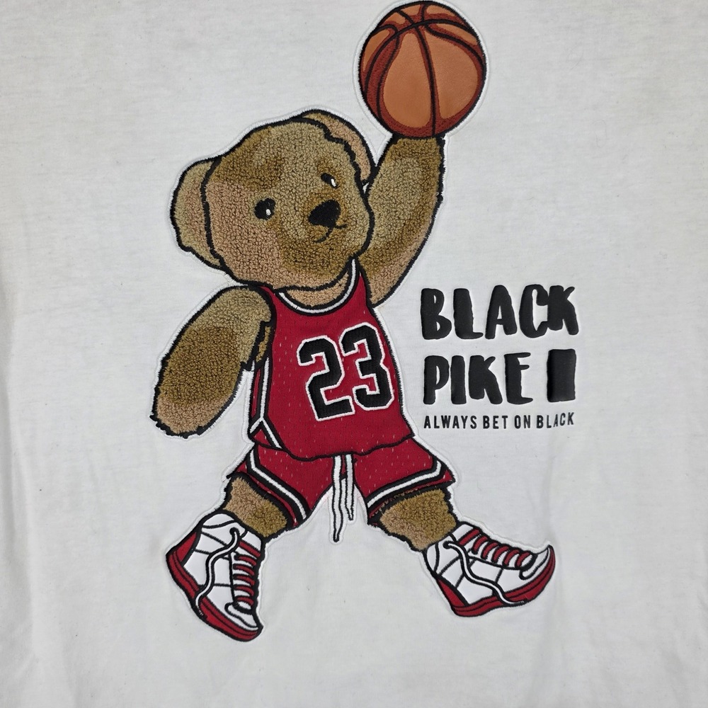 Teddy Bear Sweatshirt MJ Jordan Black Pike Shirt Basketball Pullover Medium - Picture 4 of 10